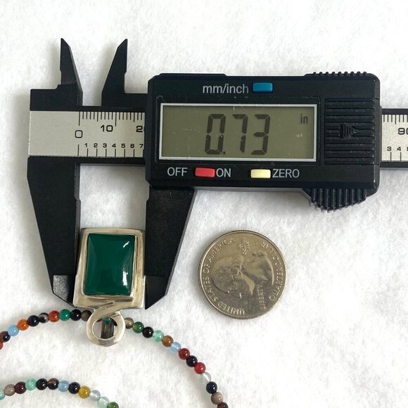 Sterling Silver 925 Multicolor Beaded Green Chrysoprase Pendant Necklace 18" - Picture 15 of 16